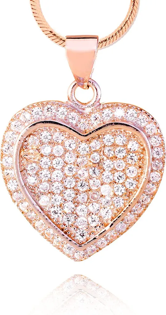 Collana Donna 2 Cuori Oro Rosa e Argento 925 - Gioiello Minimal HSP.RG05