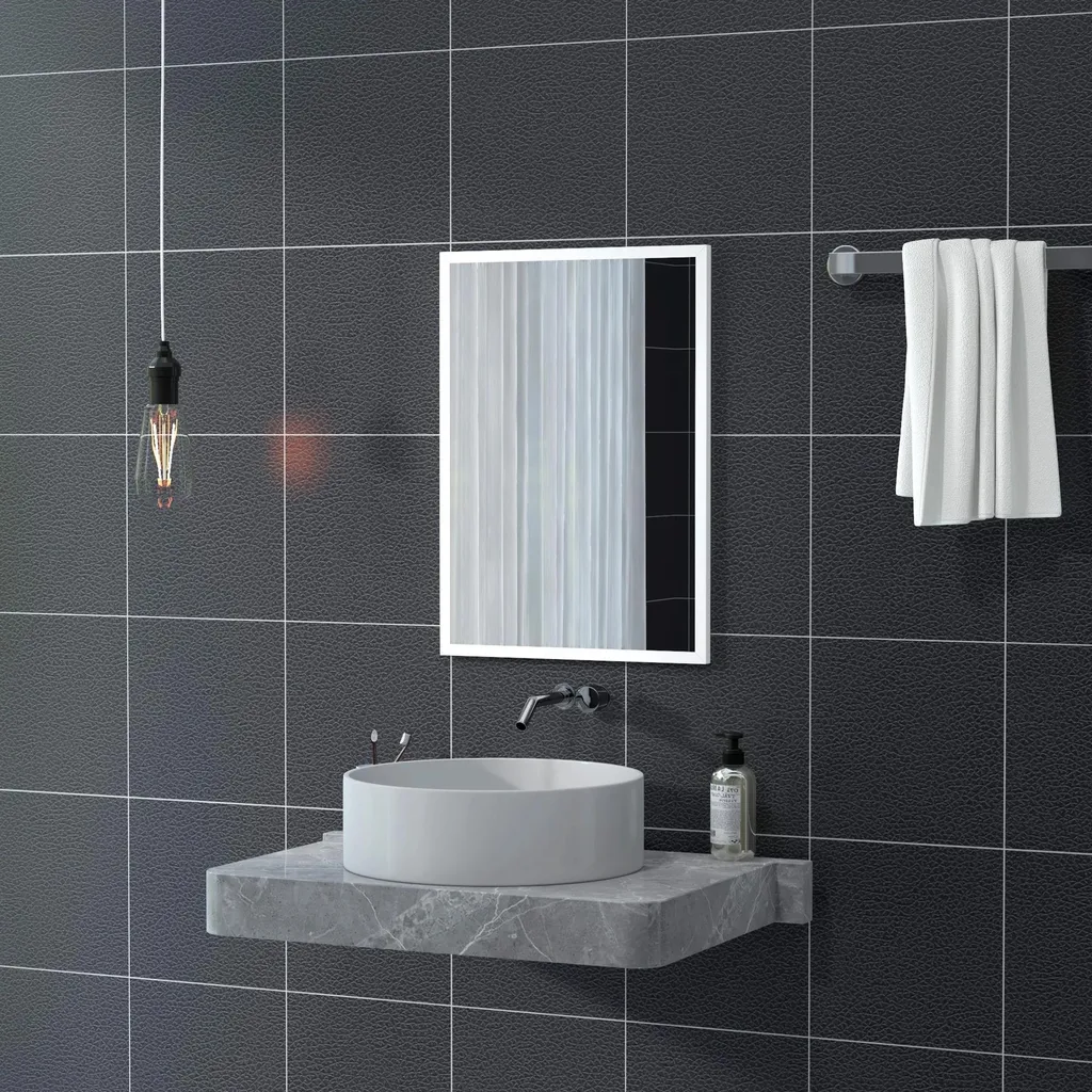 Miroir mural blanc 50x70 cm - Cadre robuste et design minimaliste chic