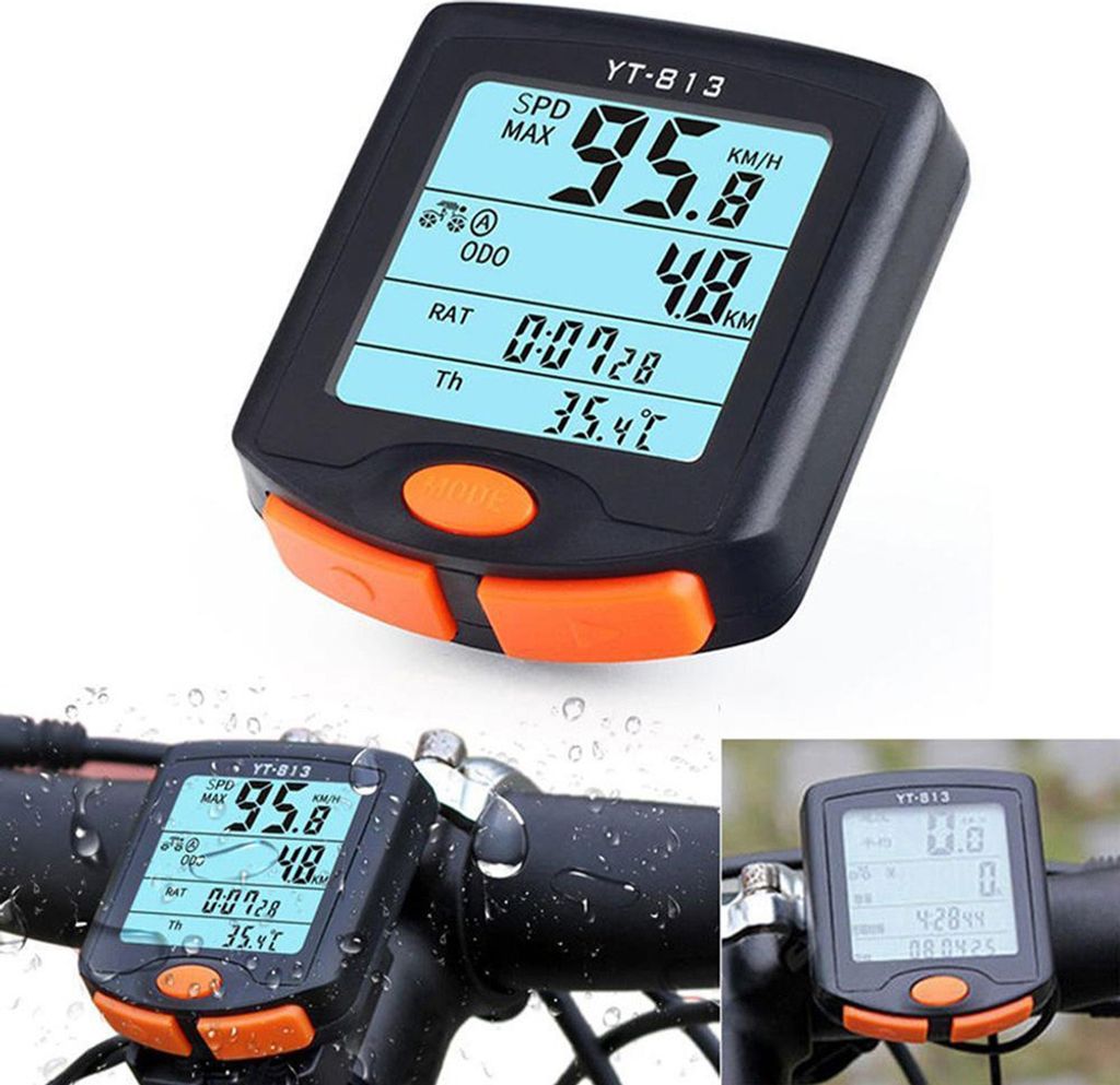 Fahrrad Radfahren Fahrrad Computer Kilometerzaehler Hintergrundbeleuchtung Kabelgebundene LCD-Anzeige Tachometer