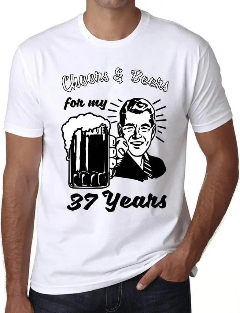 Herren Grafik T-Shirt Prost und Bier auf meine 37 Jahre – Cheers And Beers For My 37 Years – Geschenk 37. Geburtstag Jahrestag 37 Jahre Jubilä...