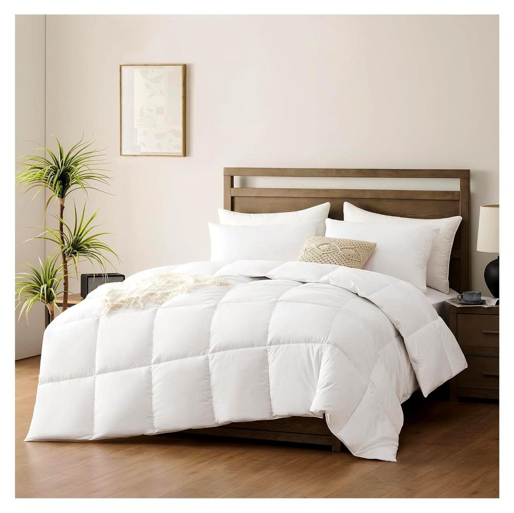 Bettdecke aus 100% Baumwolle 200×200 cm, 450GSM Extra weich und atmungsaktiv, allergikerfreundliche Steppdecke mit Eckbändern, Winterdecke, waschbar