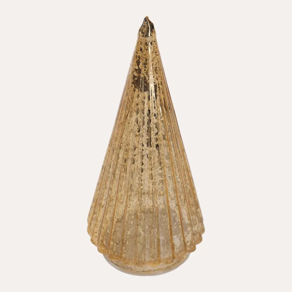 Sapin de Noël Verre Doré LED - Déco de Fête Sans Fil et Sans Encombre