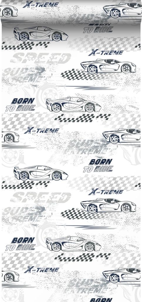 Sanders & Sanders papel pintado coches de carreras blanco y Imagen del producto 