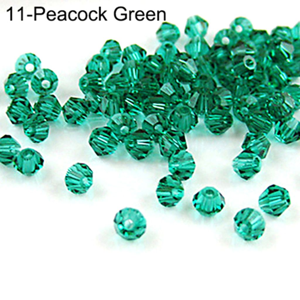 100 Teile/satz 4mm Spacer Lose Perlen Facettierte DIY Doppelkegel Form Schmuck Erkenntnisse für Zuhause-Pfauengrün