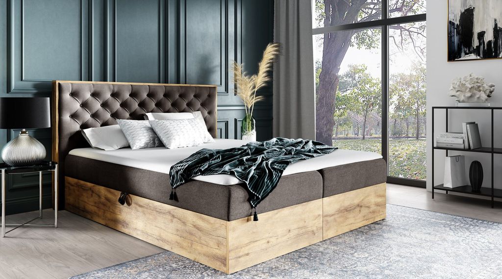 Boxspringová postel CHANTELLE 3 - 140x200, šedohnědá + Obrázek produktu 
