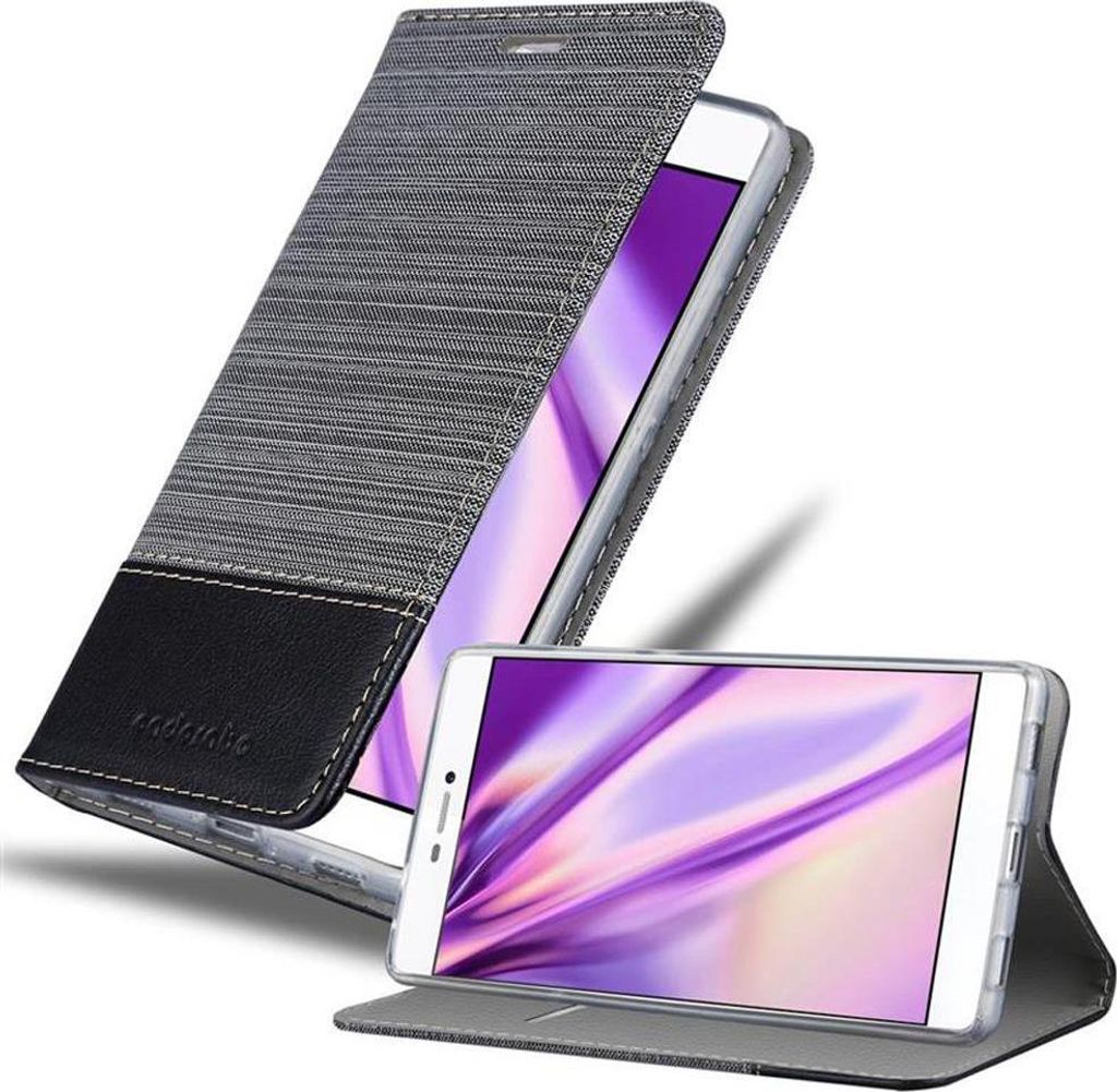 Cadorabo Hülle für Huawei P8 Schutzhülle in Grau Handy Hülle Etui Book Case Cover