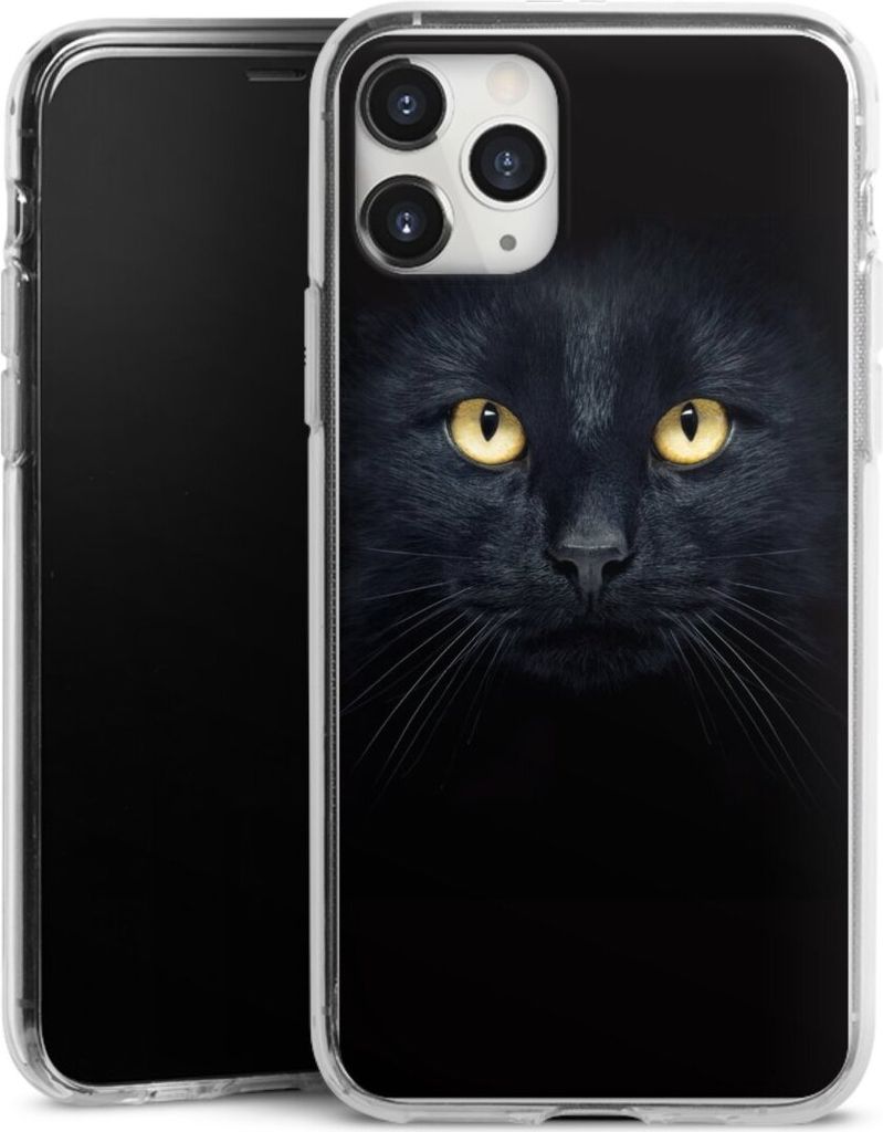 DeinDesign Handyhülle für Apple iPhone 11 Pro Max Silikon Hülle Case Smartphone Schutzhülle Auge Katze schwarz