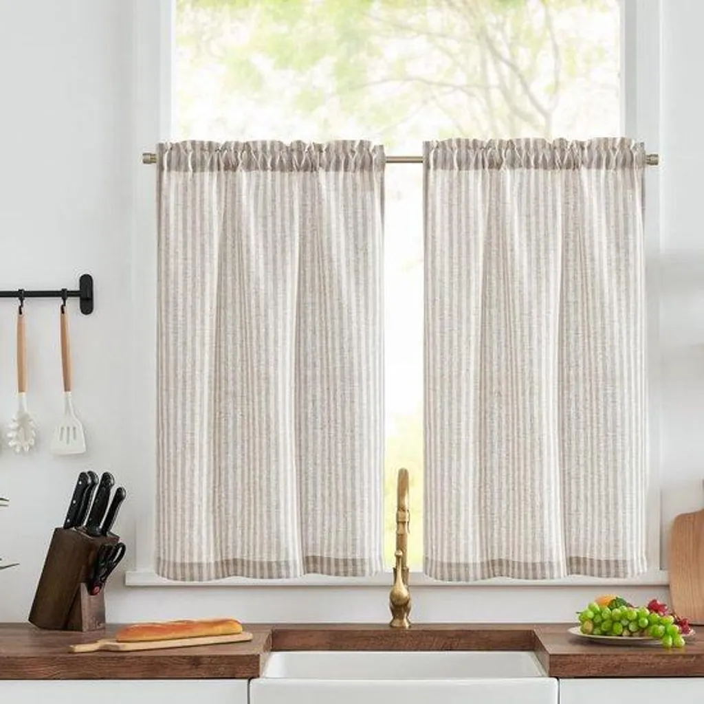 Rideaux rayures verticales gris et blanc lot de 2 panneaux filtrants chic