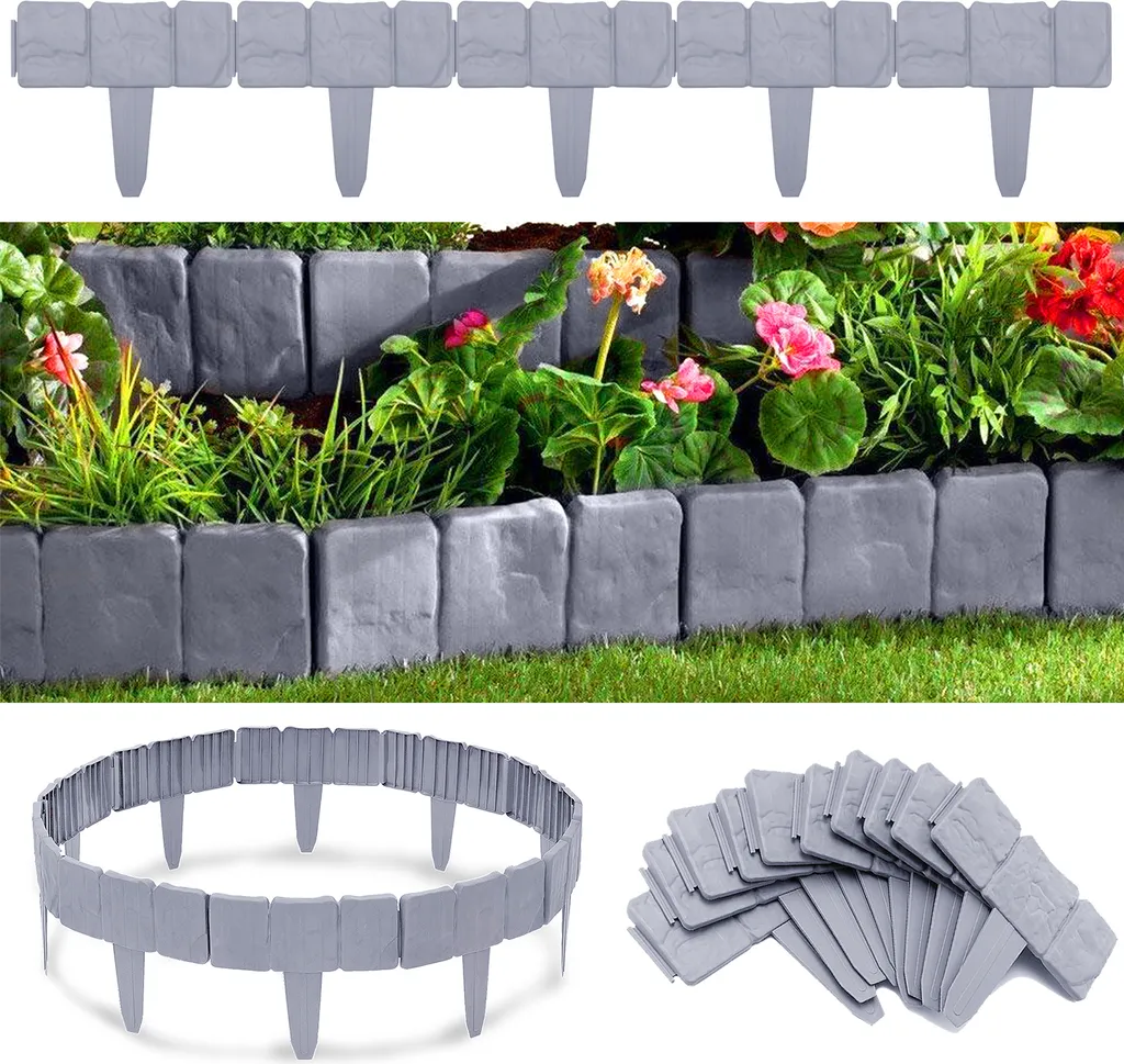 Bordure de Jardin pour Délimiter Massif et Pelouse Gris 7,5m Facile