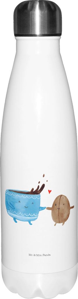 Mr. & Mrs. Panda Thermos Kaffee Bohne - Weiß - Geschenk, Glück, Trinkflasche, Genuss, trinkflaschen, Lustige Sprüche, Kaffeebohne, isolierflasch...