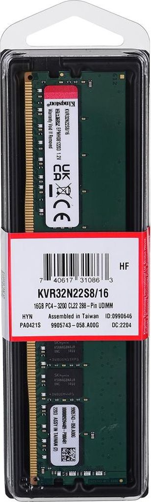Kingston Technology ValueRAM , 16 GB, 1 x 16 GB, DDR4, Produktbild 