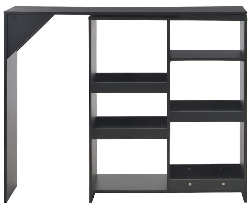 vidaXL Barový stôl s pohyblivou policou čierny 138x39x110 Obrázok produktu 