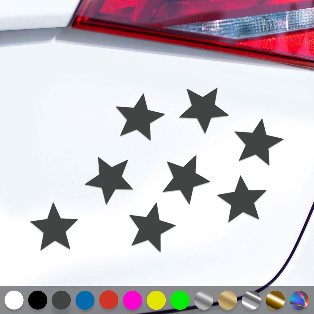 PantherPixel Sterneaufkleber Aufkleber Mehrteiliges Sterne Set Sticker Auto Geschenkidee Farbe Dunkelgrau