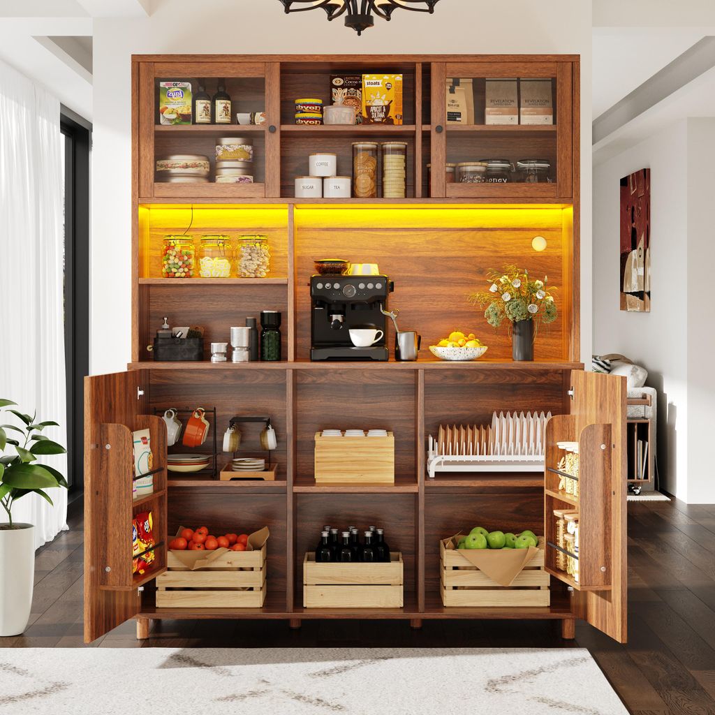 OKWISH Buffet - Buffet Haut Vintage avec Éclairage LED, Image du produit 