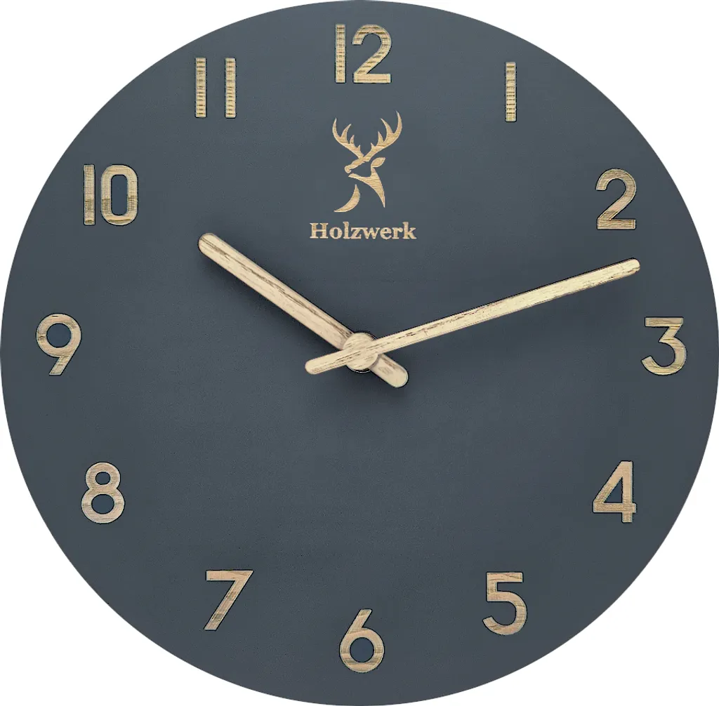 Horloge bois et quartz moderne BAMBERG coloris gris beige style minimaliste