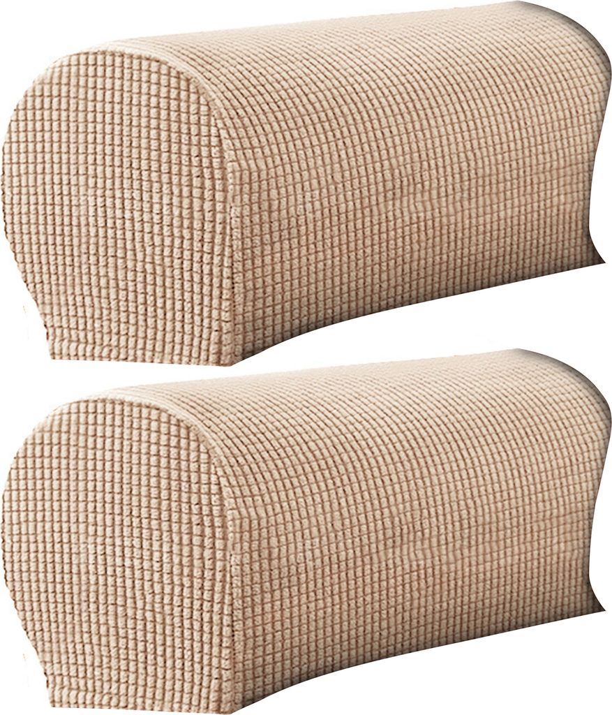 2pcs Sofa Arm Protector Anti-Rutsch hohe elastische Polyester Weiche Touch-Armlehnen-Rutschbezug Haushaltsvorräte-Khaki
