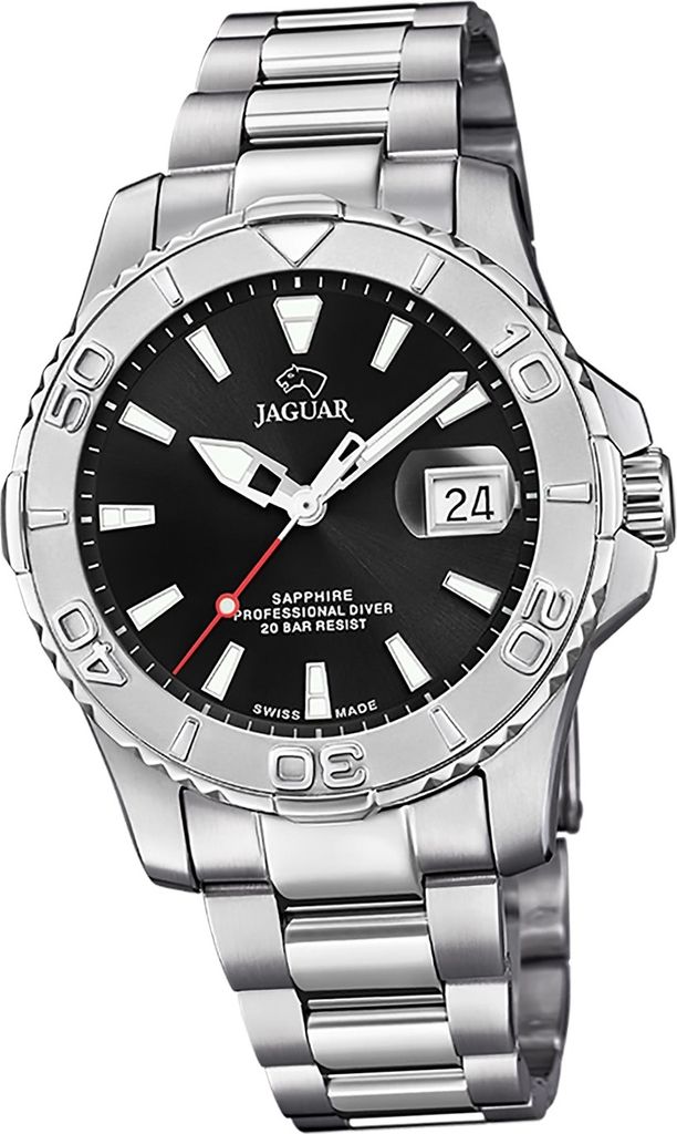 Jaguar Edelstahl Herren Uhr Analog Elegant Armbanduhr silber Pro Diver D2UJ969/4