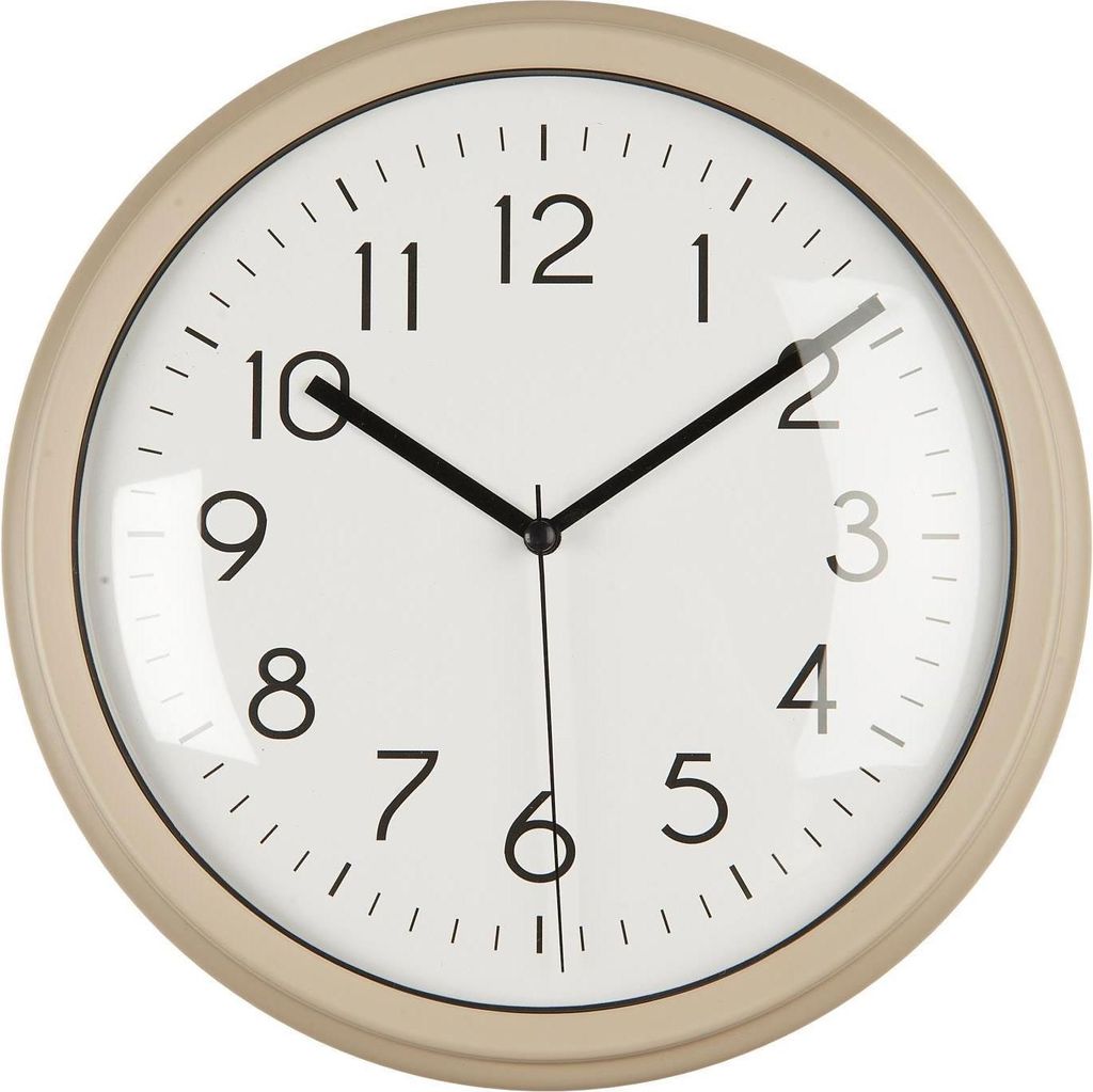 LS-LebenStil Retro Wanduhr Sand Beige 26cm Kunststoff Analog Rund Vintage Küchen-Uhr Büro-Uhr große Ziffern leicht leise Wohnzimmer Flur Kinder-...