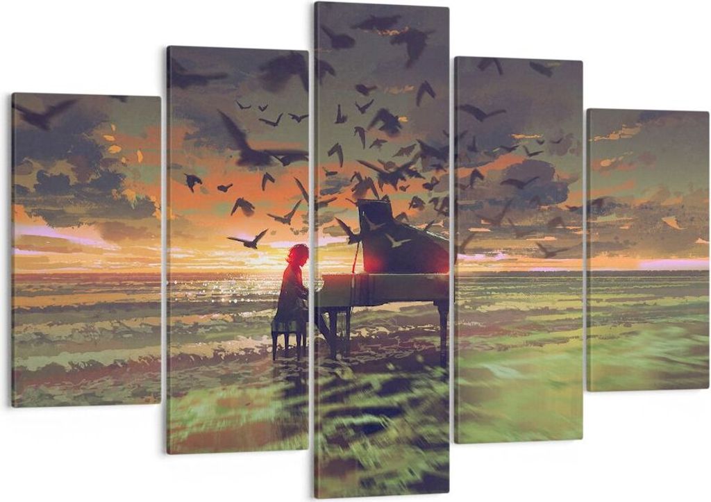 Bild auf Leinwand - Leinwandbild - Klaviermusik - 150x100cm - Wand Bild - Wanddeko - Wandbilder - Leinwanddruck - Bilder - Kunstdruck - Wanddekorat...