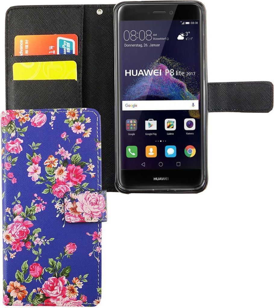 Handyhülle Tasche für Handy Huawei P8 Lite 2017 Flower Print