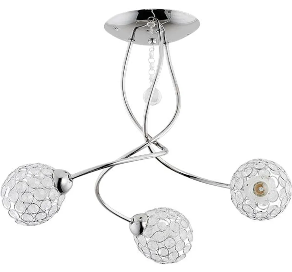 Suspension design chromée VAIO Alfa à 3 lumières E14 en métal argent