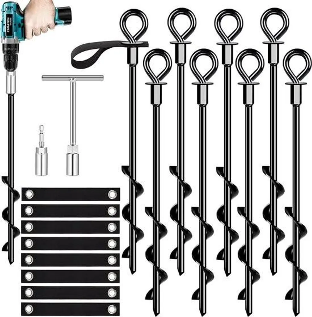 Ancrages de Sol Pivotants Résistants au Vent pour Trampoline - Lot de 8