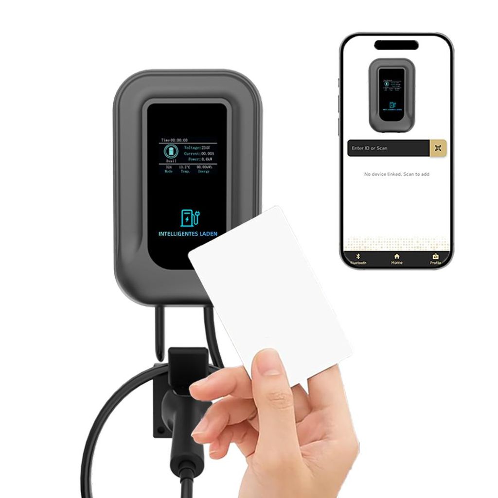 Tekoo EV Ladegerät 7kW, 1-Phasig, Typ 2 Kabel 5m, App & RFID, Wallbox