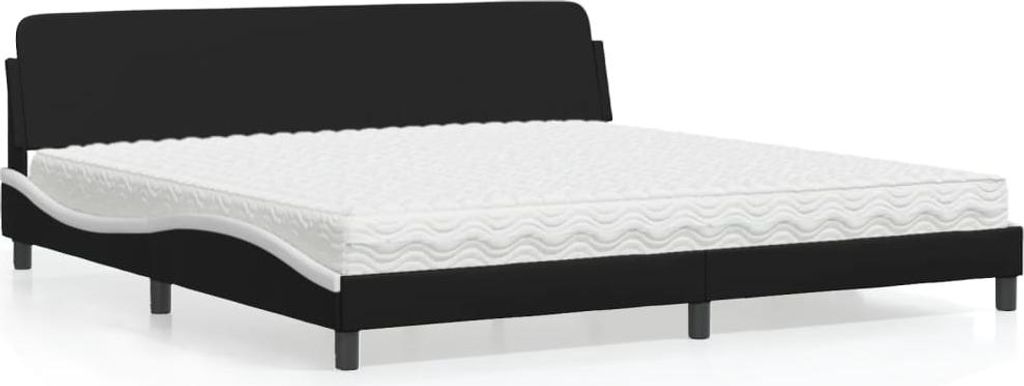 vidaXL Bett mit Matratze "Dover" Schwarz und Weiß 200x200 cm Kunstleder