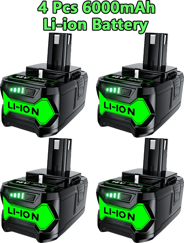Batteries 18V 6Ah pour Ryobi P108 - Solution d'autonomie forte (Pack x4)