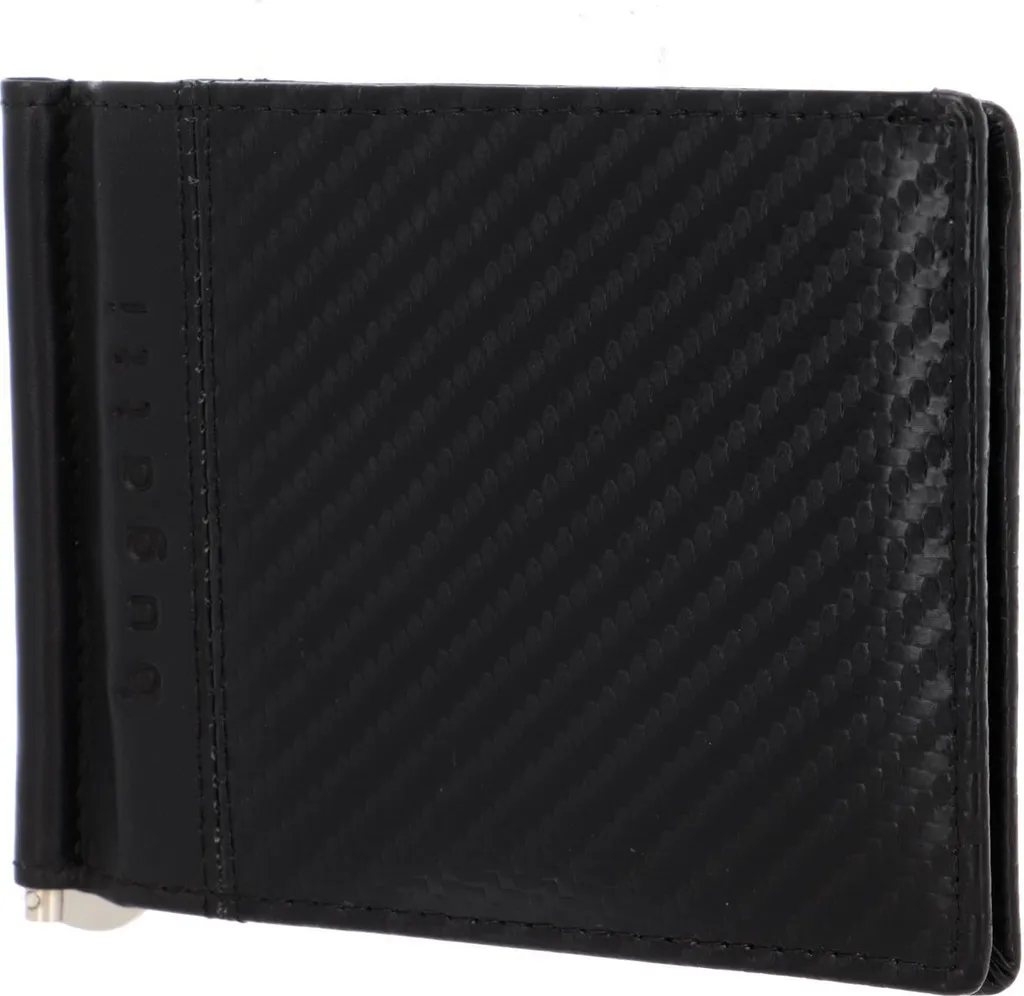 Portefeuille Slim Bugatti Comet 6CC Noir avec Clip à Billets Métallique