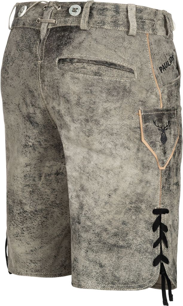PAULGOS Herren Trachten Lederhose Kurz - HK5 ANTIK - Echtes Produktbild 2