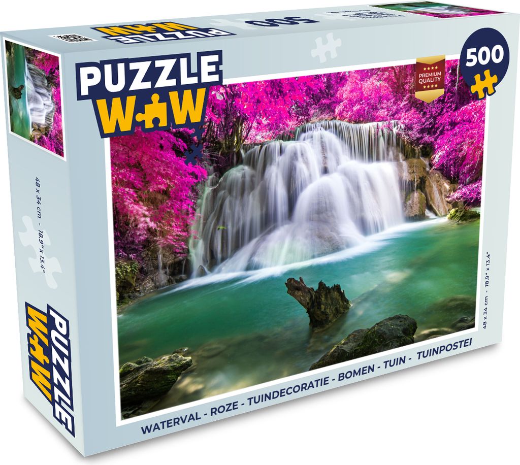 MuchoWow Puzzle 500 Teile Wasserfall - Rosa - Bäume - 500 Teile - Kinder - Selberbauen - Puzzlespiele