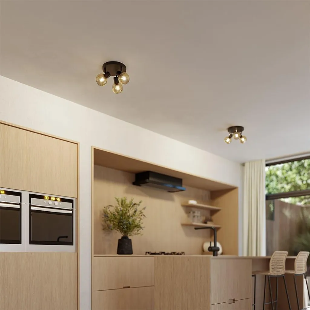 Plafonnier 3 spots E14 Noir Ambré : solution d'éclairage modulable - 3