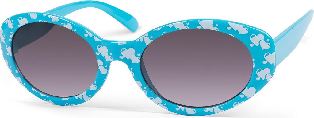 styleBREAKER Mädchen Sonnenbrille mit ovalen Gläsern und Herzchen Muster, Kunststoff Rahmen und Polycarbonat Flachgläsern, Kinder 09020088
