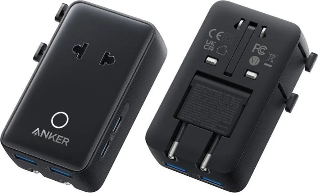 Stazione di ricarica Anker Nano 20W 2xUSB-C, 2xUSB, con adattatori per prese UK/US/AU/EU nero
