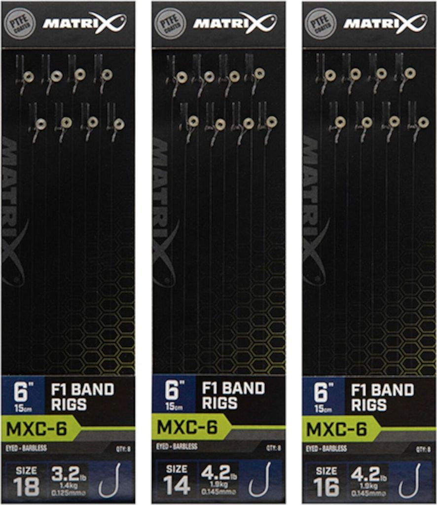Matrix MXC-6 - Gr. 16 Barbless / 0,145mm / 6" (15cm) F1 Band - 8 Stk.