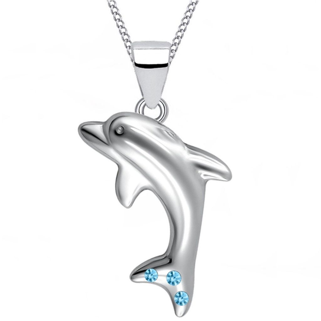 Delfin Halskette mit Anhänger I 925 Echtsilber Kette 45cm

