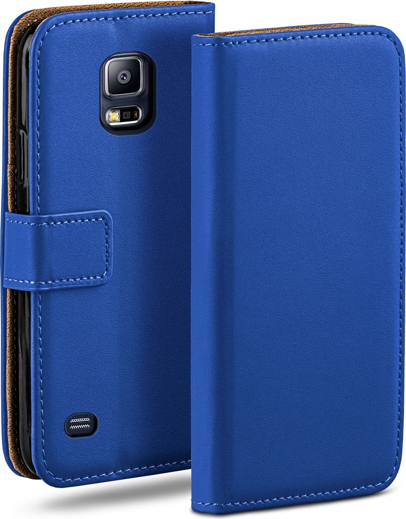 moex Book Case kompatibel mit Samsung Galaxy S5 / S5 Neo - Hülle 360 Grad klappbar, Blau