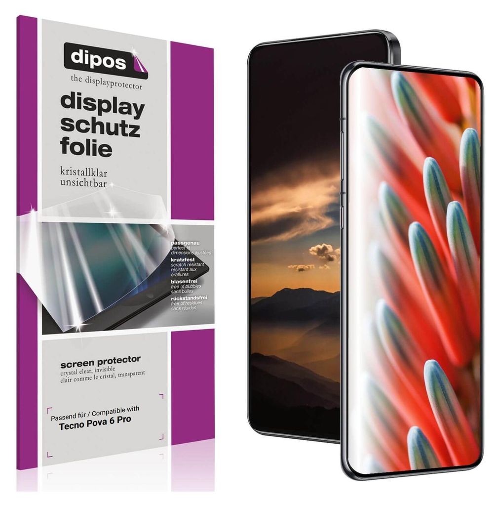 4x Schutzfolie für Tecno Pova 6 Pro klar Displayschutzfolie Folie Display Schutz dipos