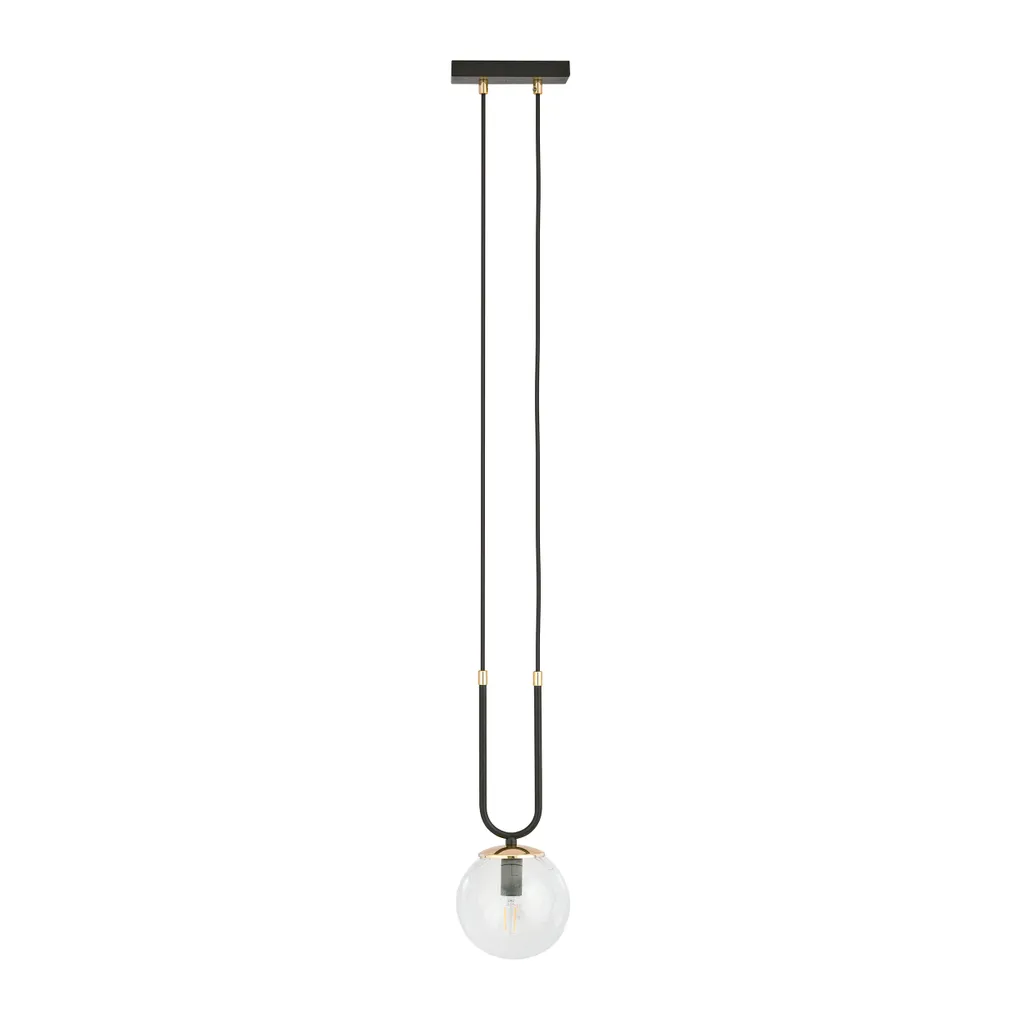 Lustre Suspension Moderne GLAM Noir et Verre - Éclairage Salon E14