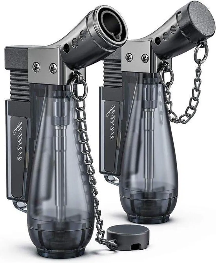 Briquet jet résistant au vent rechargeable sans gaz coloris argent