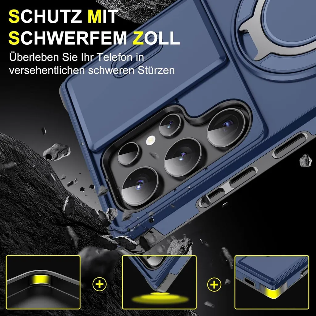 Custodia Militare S22 Ultra 5G: Doppio Strato Blu e Shield Camera - 6