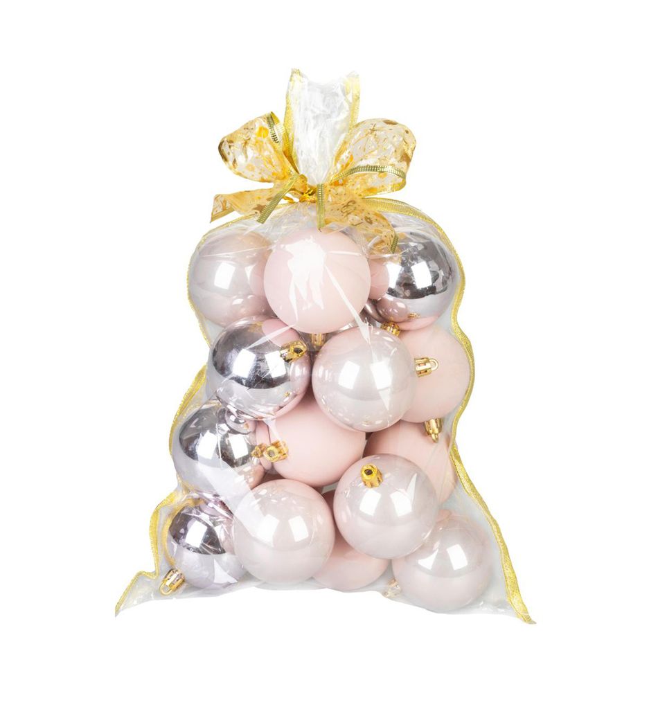 MAGICHOME WEIHNACHTSKUGELN, 20 Stück, rosa, gemischt, 6 cm