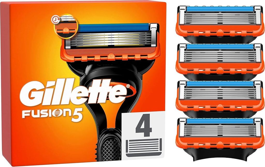Gillette Fusion 5 Rasierklingen, 4 Ersatzklingen für Nassrasierer Herren mit 5-fach Klinge