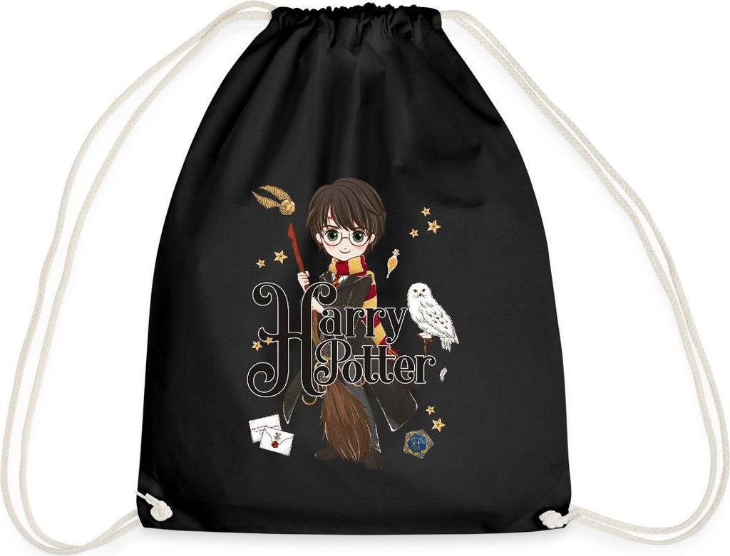 Spreadshirt Harry Potter Elemente Turnbeutel, One size, Schwarz