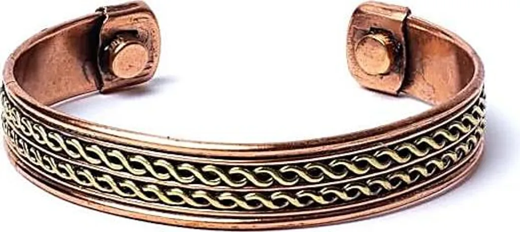 Bracelet Cuivre Double Hélice Magnétique 6,5cm - Lot de 2 Pièces