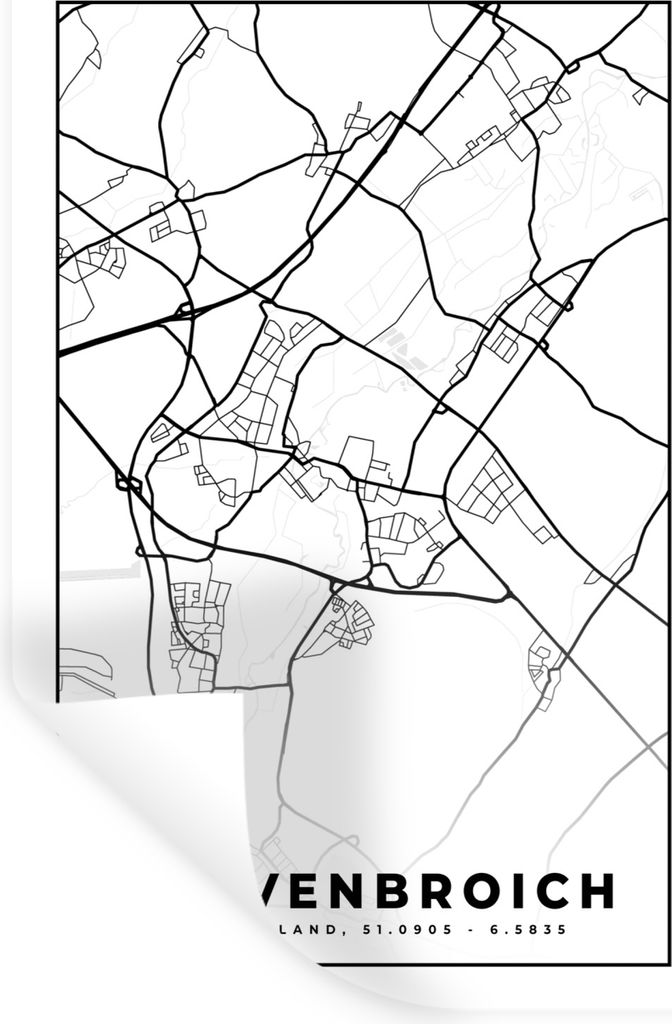 MuchoWow Wandtattoo Wandsticker Wandaufkleber Grevenbroich - Karte - Stadtplan 60x90 cm Selbstklebend und Repositionierbar - Sticker - Dekorfolie