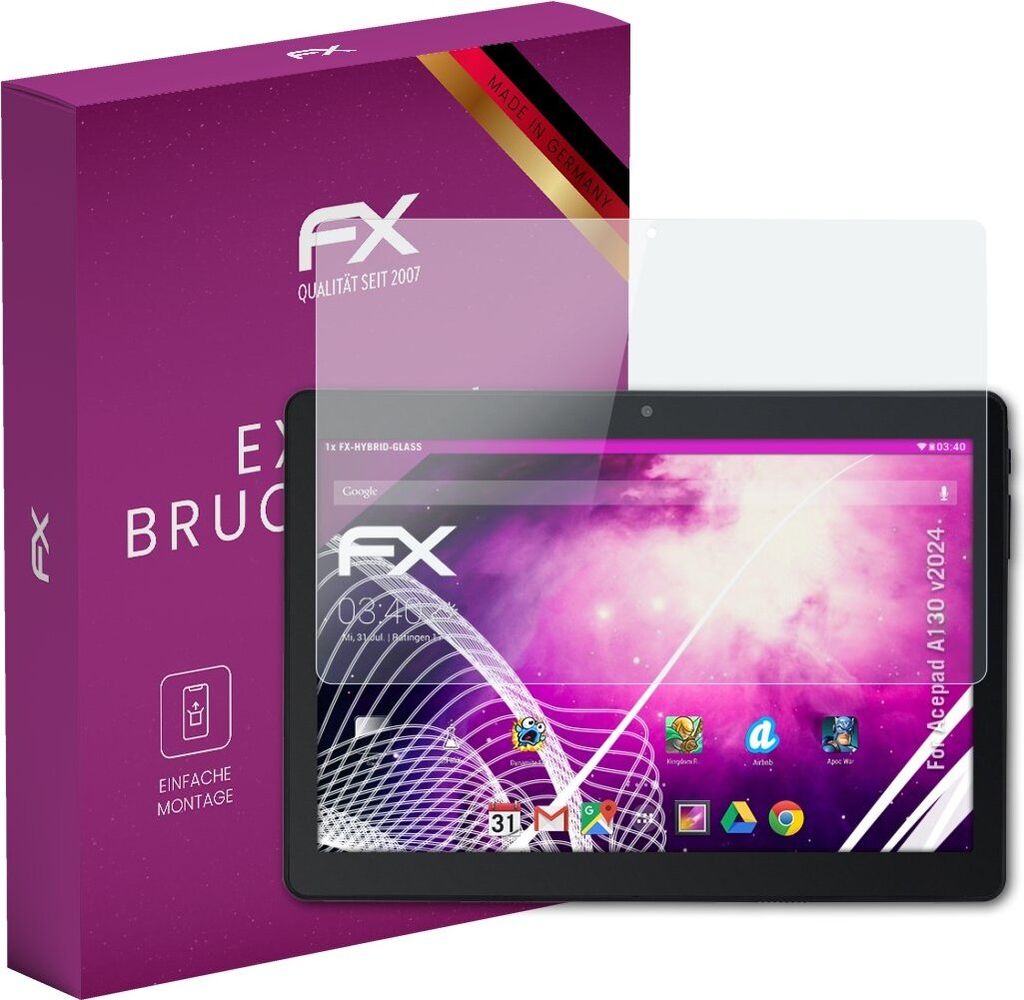 atFoliX FX-Hybrid-Glass Displayfolie kompatibel mit Acepad A130 (v2024) Glasfolie