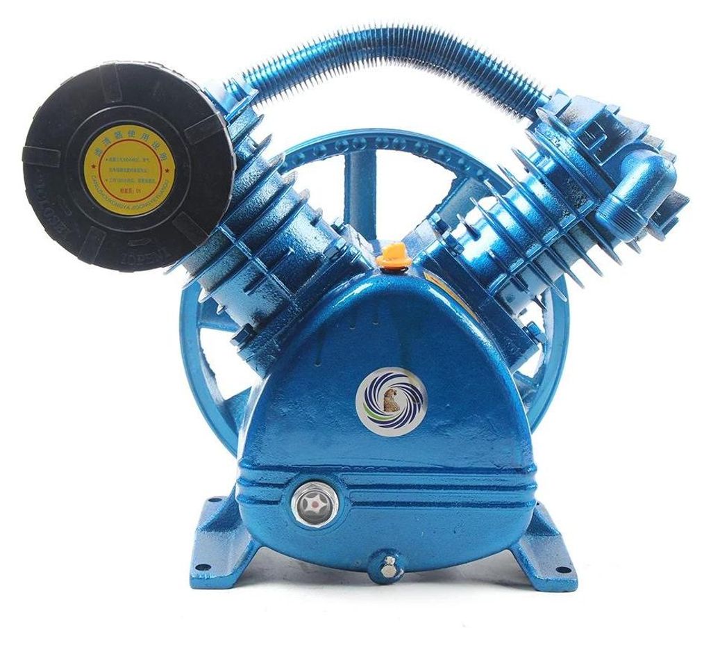 Luftkompressor-Pumpenkopf - V-0.6/12.5 - 2-Zylinder - 2-Stufig - 4 kW (5,5 PS) - 13,6–18,7 m³/h - 1,16 MPa (175 PSI) - 800 U/min - Blau