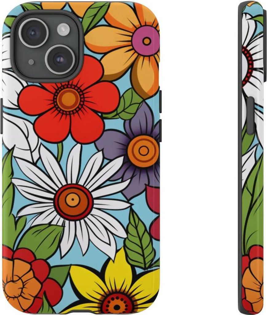Buntes Blumenmuster – Hülle Kompatibel mit iPhone 15